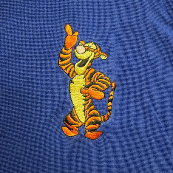 Vintage Disney Store Tigger Embroidered Blue Henley Shirt M - Picture 3 of 11